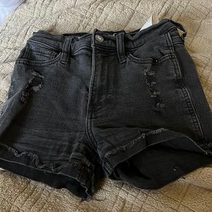 Hollister black ripped jean shorts size 0